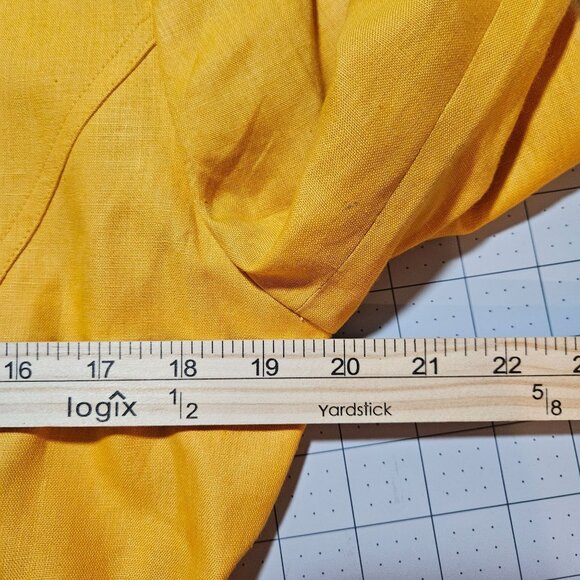 Easter Linen Yellow Blazer Jacket Ellen Tracy Petite Womens Long Sleeves Fully L - Picture 9 of 15